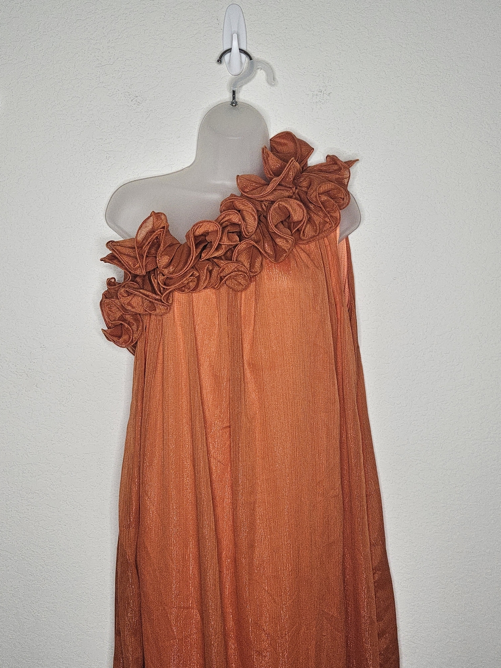 Sunfere Hedda Orange One Shoulder Ruffle Maxi Dress Size S Formal Gown - Picture 7 of 16